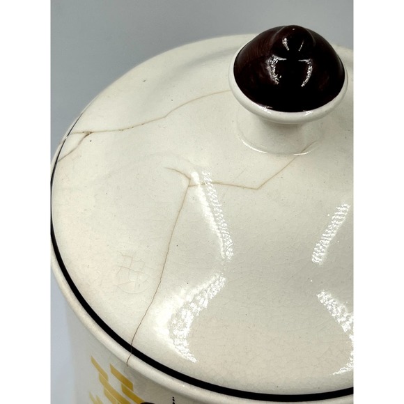 Vintage Ceramic MCM Set of 4 Canisters. Cream Brown and Yellow - Picture 7 of 14